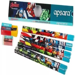 Apsara Marvel Avengers Extra Dark Pencil 10Nos - 1 Sharpener - 1 Eraser